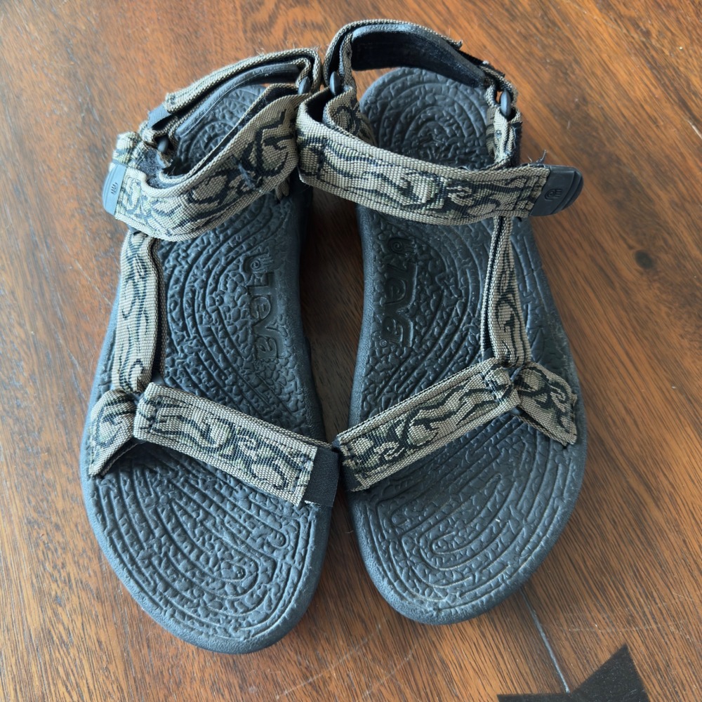 Teva Terradactyl Sandals Women 8 Black Olive Geometric Strappy Sport S/N 6401